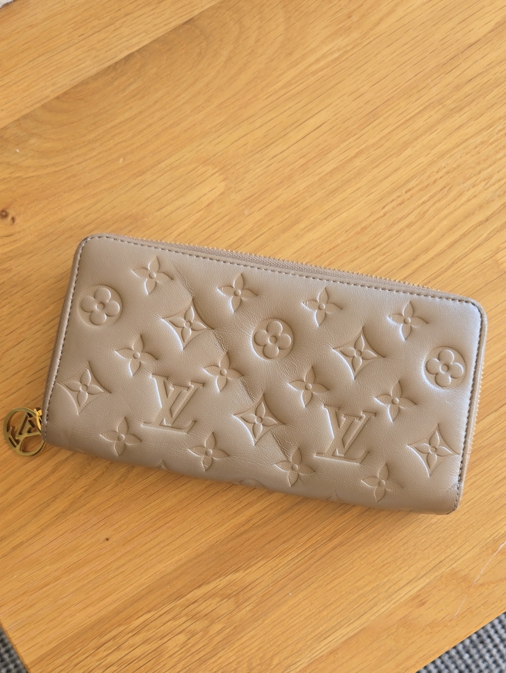 Louis Vuitton Embossed Monogram Coussins Zip-Around Wallet in Taupe, GUC